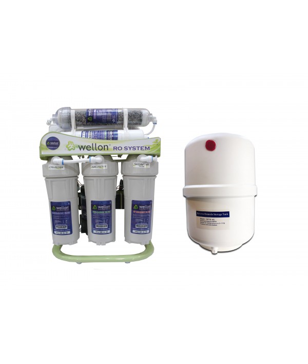 WELLON 40 LPH Domestic/Commercial RO Water Purifier + Wellon NPTK-4 Gallon RO Plastic Water Storage Pressure Tank