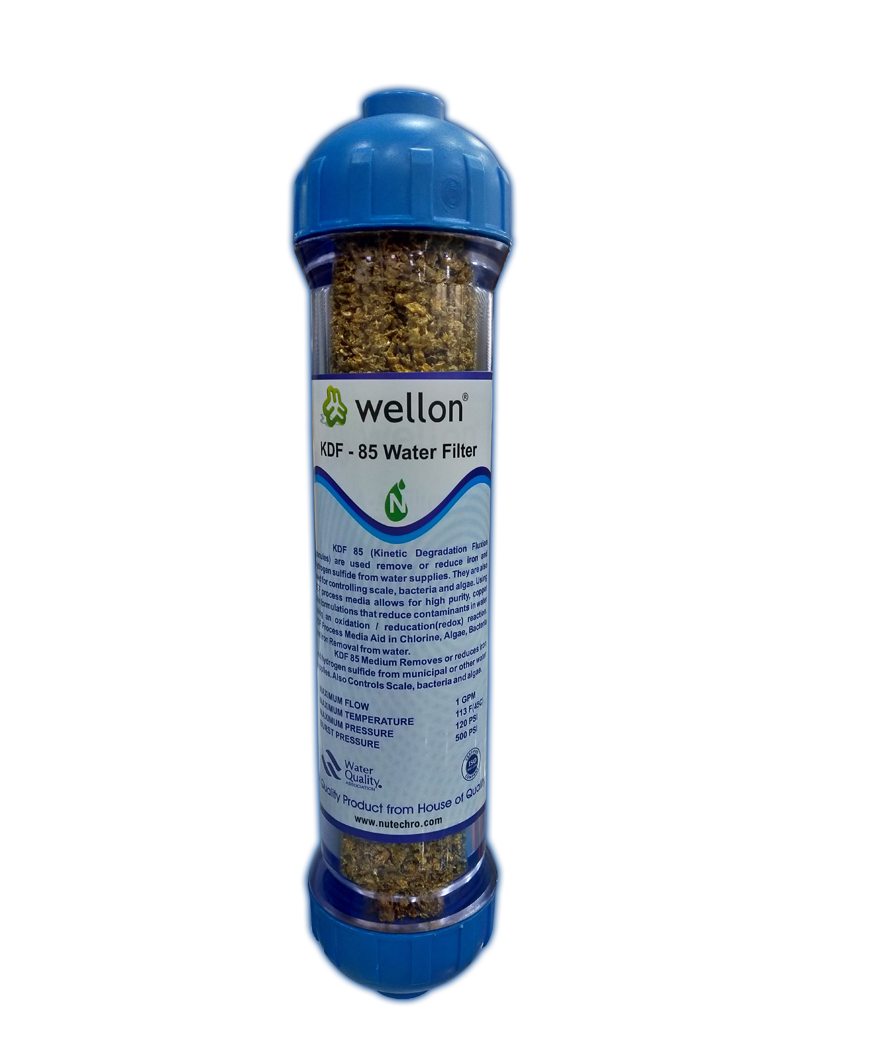 WELLON Kinetic Degradation Fluxion (KDF-85) Water Filters for remove or reduce iron, hydrogen sulfide And controlling scale, bacteria and algae