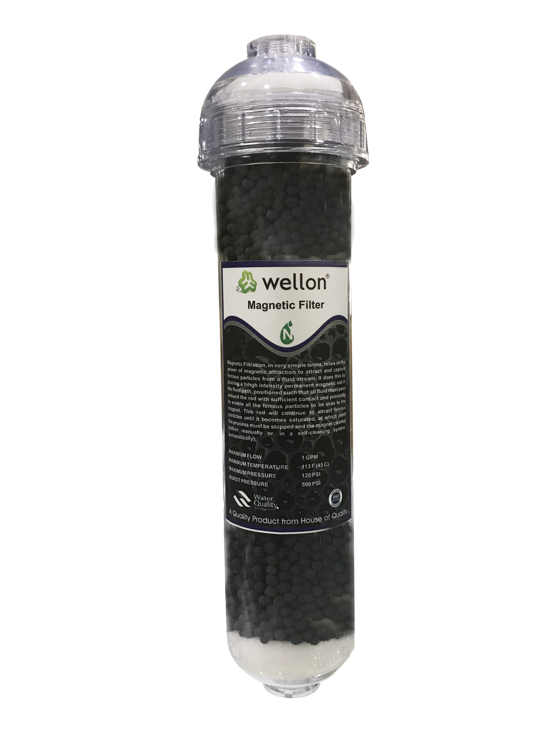 WELLON 13″ Magnetic Iron Removal Filter with Magnetic Mineral Bio Ceramic Balls
