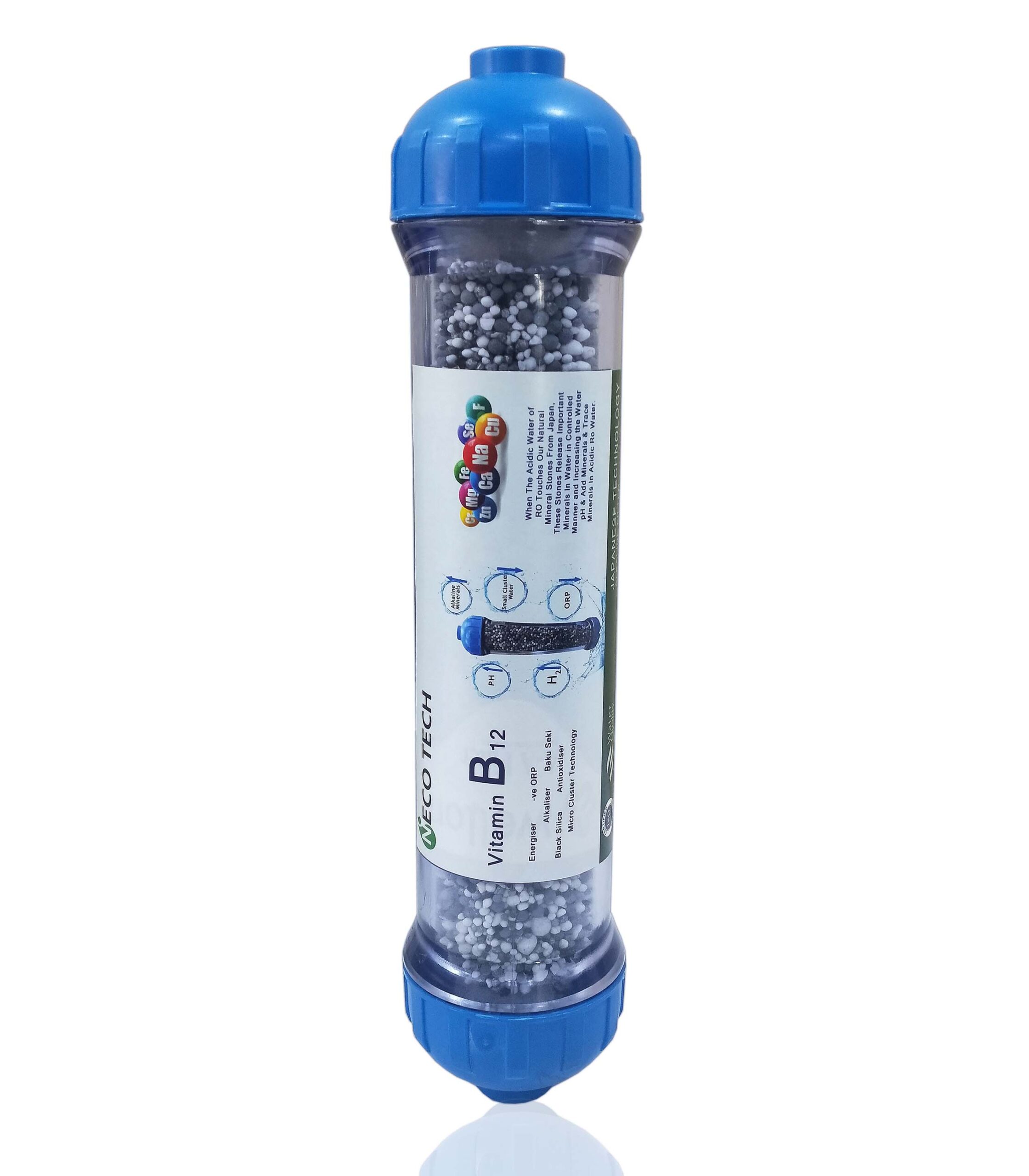 NECOTECH 10 Inch Vitamin B12 Anti-oxidant Alkaline Anti Bacterial Anti Ageing Mineral Cartridge Filter With 2 Connecting Elbows