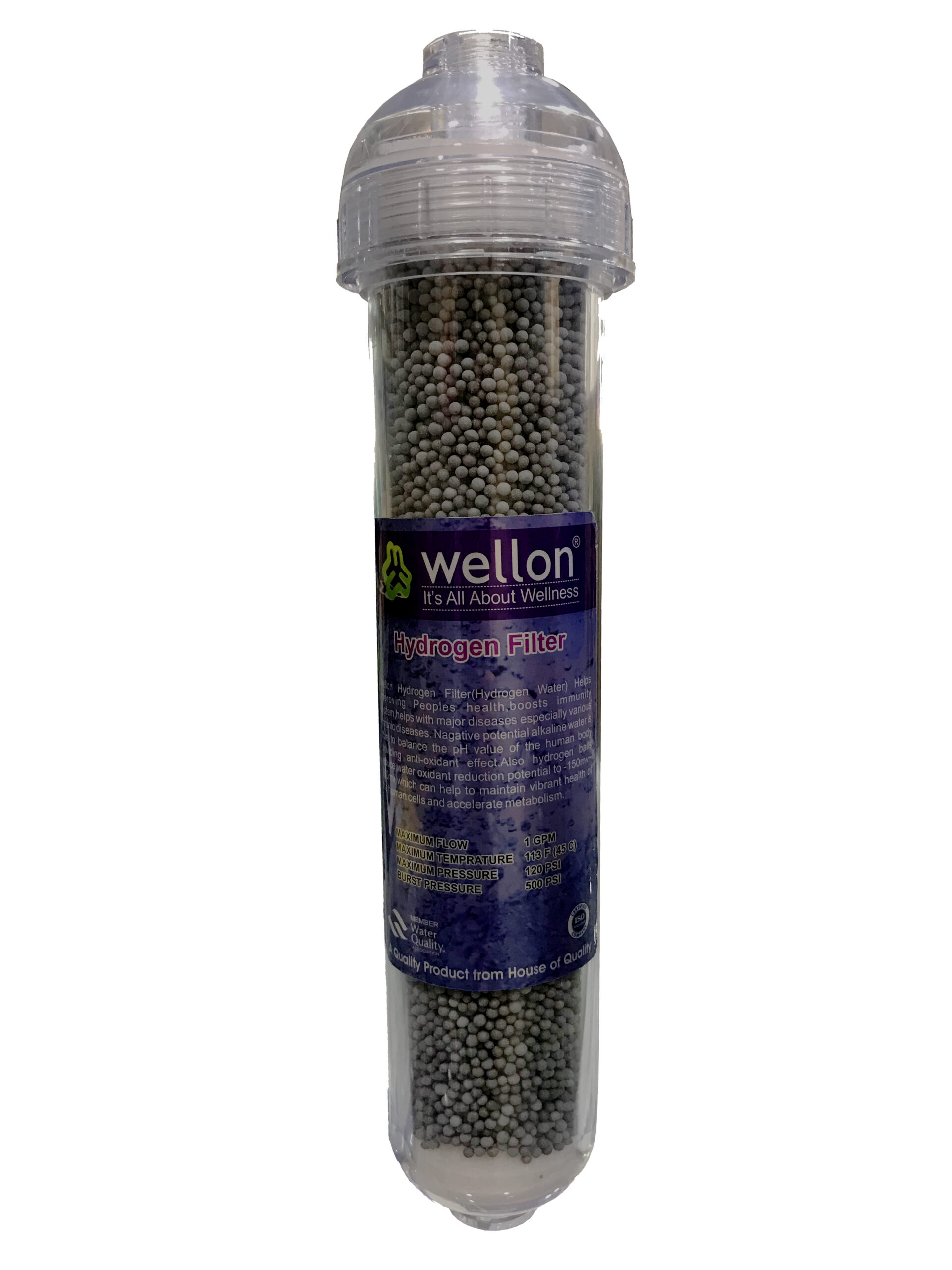 WELLON Hydrogen Water Filter Cartridge Rises Water Hydrogen/pH/TDS and Reduce ORP (13 INCH)