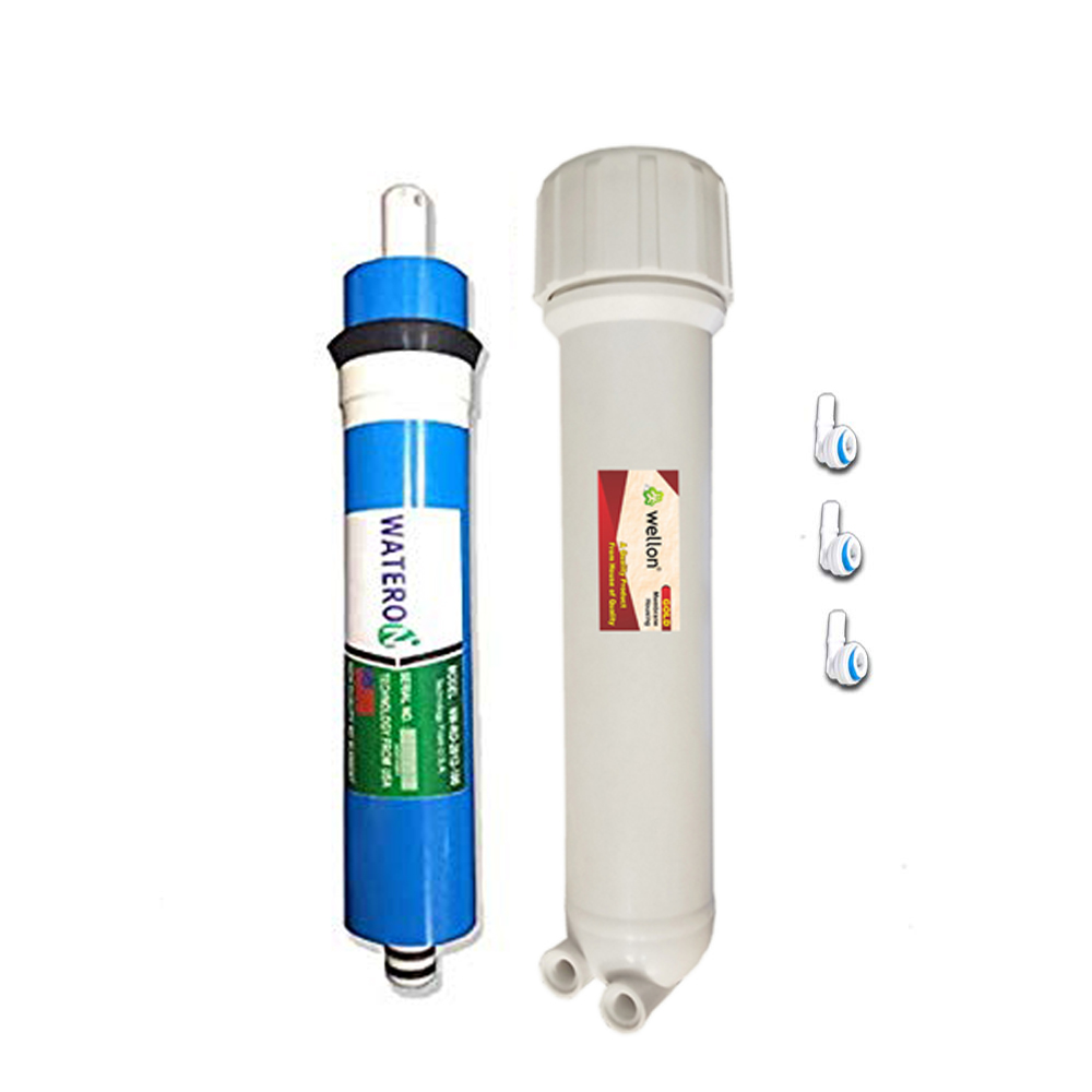 WELLON Wateron 100 GPD Membrane (Works Till 2000 TDS)+ Double O Ring Membrane Housing