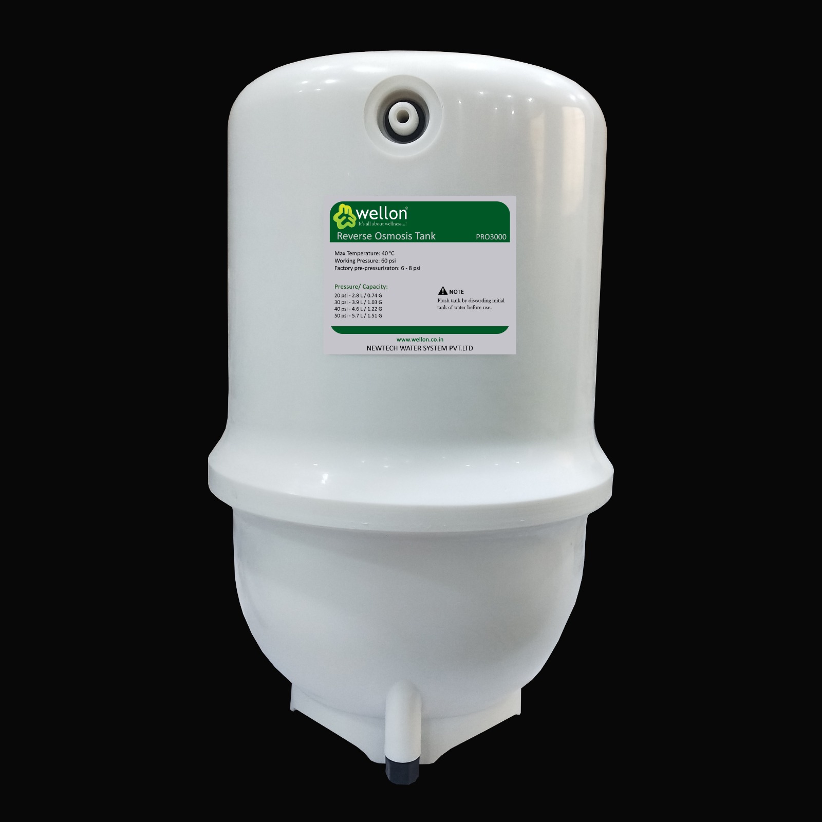 WELLON 3 Gallon (11.4) Litres Reverse Osmosis Water Storage Tank