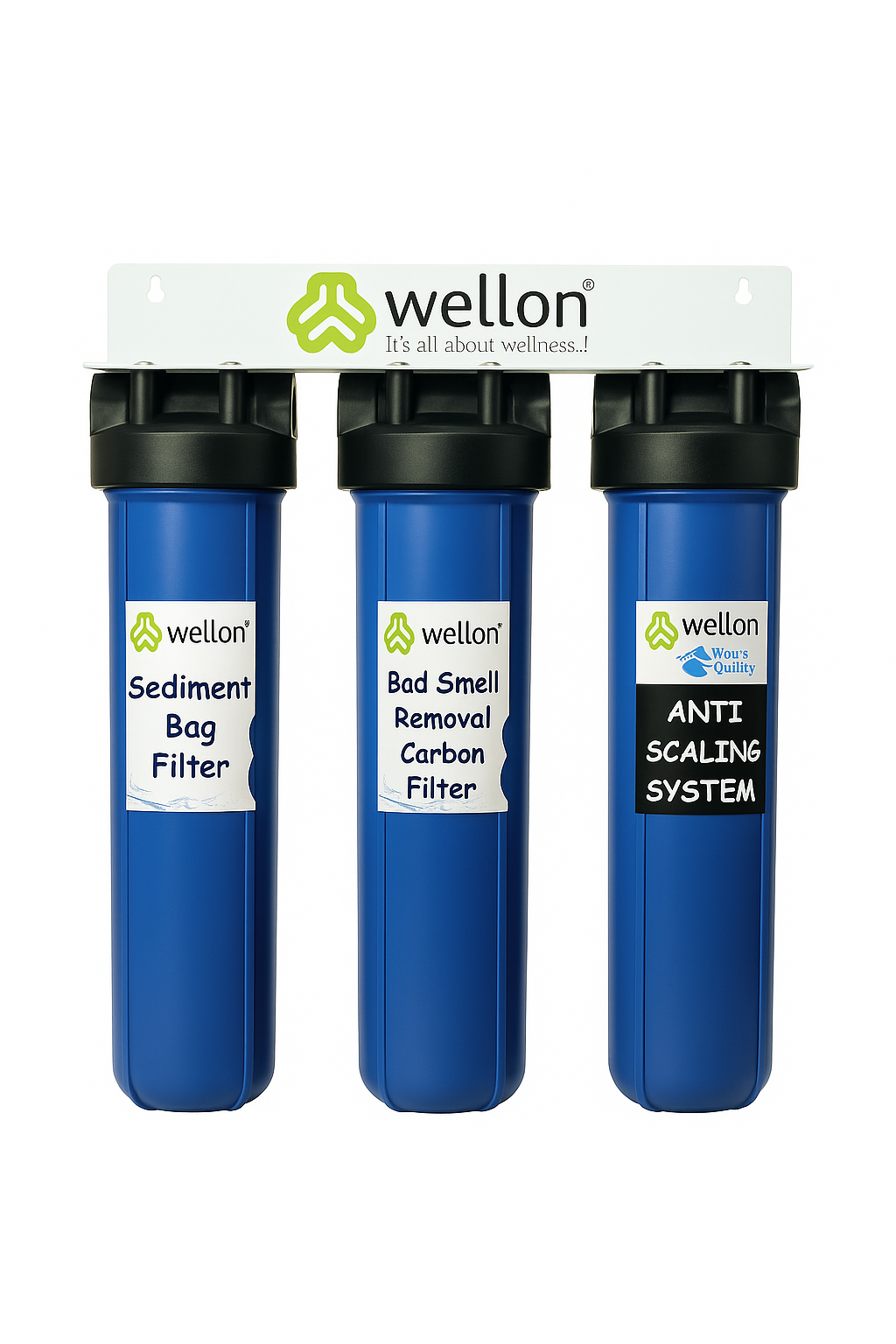 Wellon Salt-Free Water Softener & Whole House Filter (Triple Filter Setup)