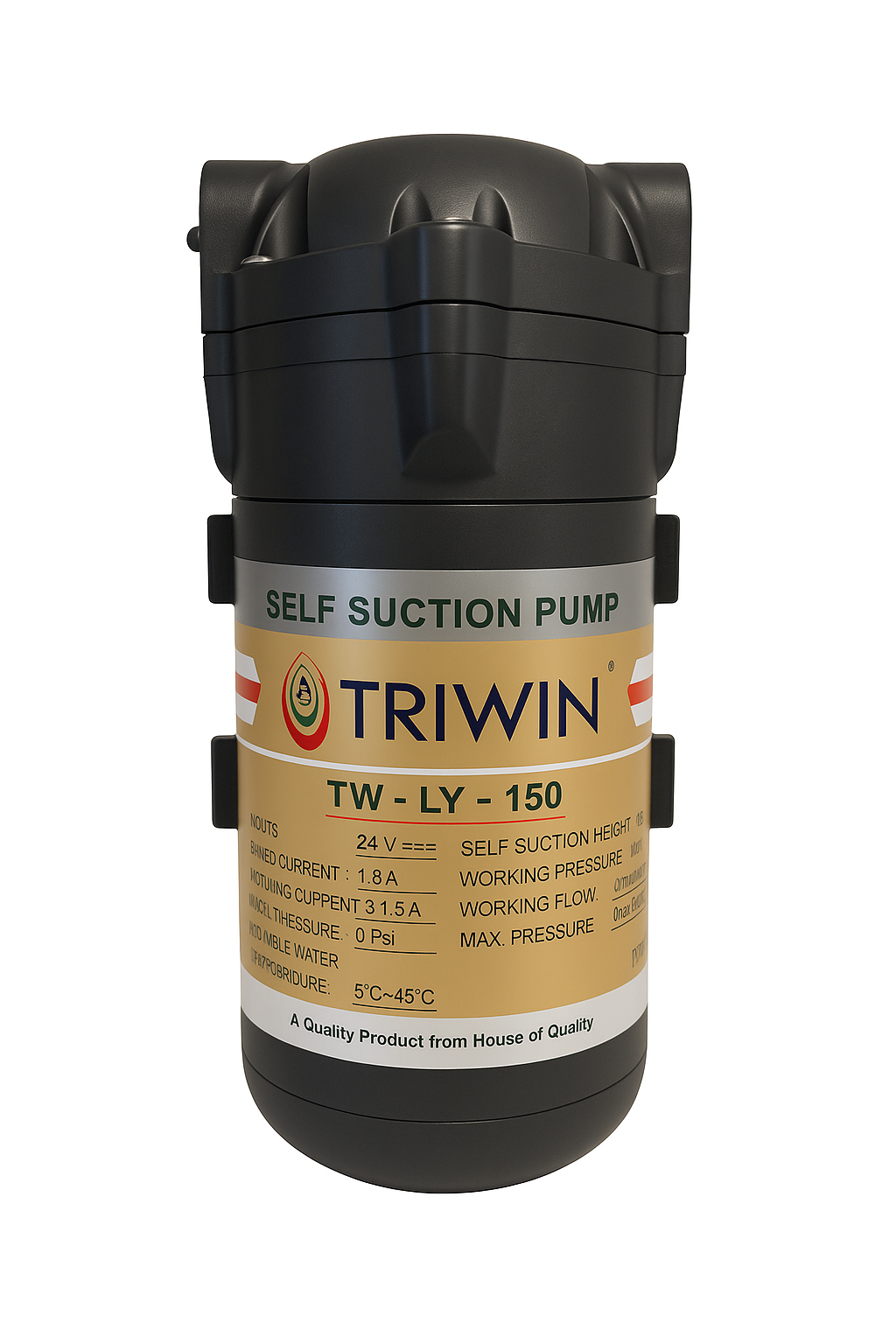 TRIWIN 150 GPD Self Suction RO Pump – High Pressure 180±10 PSI | Powerful 24V Booster | Long Life & Low Noise