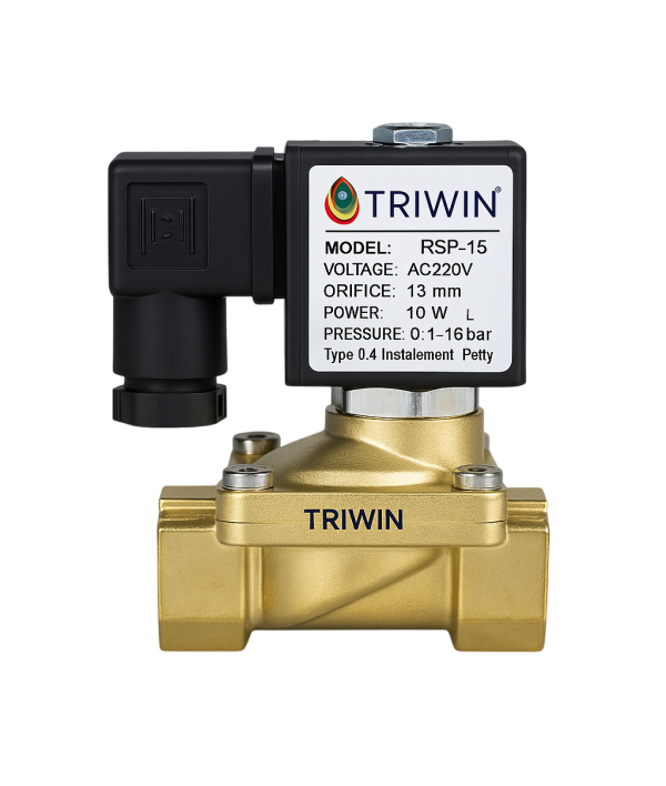 Triwin Brass solenoid valve 1/2 inch for industrial water purifier, irrigation, overhead tank, Normally closed type sv 220V AC