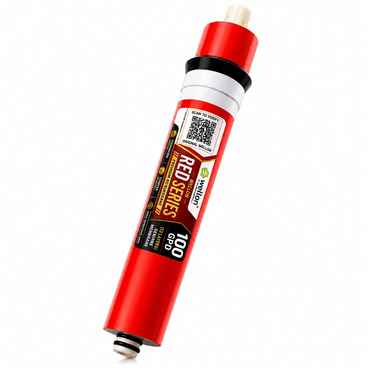 Wellon Red Series 100 GPD RO Membrane | 13 Layer Premium RO Membrane for Domestic Water Purifier | Works Up to 2500 TDS